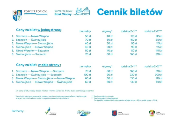 Cennik biletów na trasie Szczecin - Świnoujście i inne. Sprawdź cenę biletu na pociąg, prom lub statek.