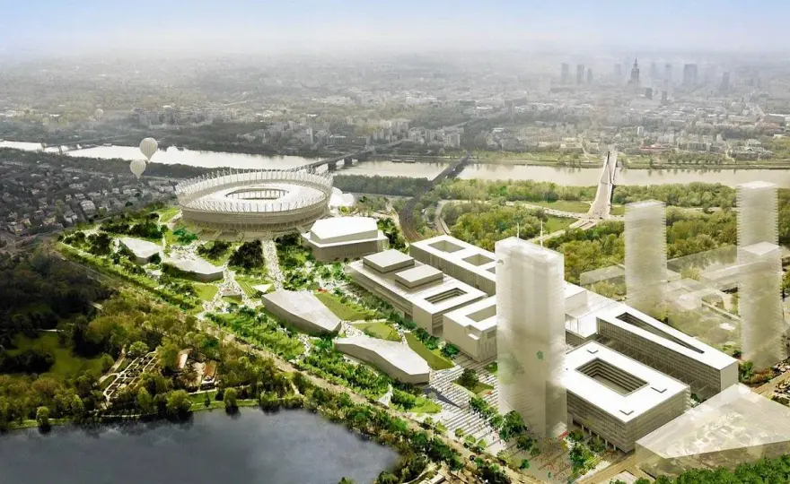 Błonia przy Stadionie Narodowym - Co warto zobaczyć? Plan spaceru